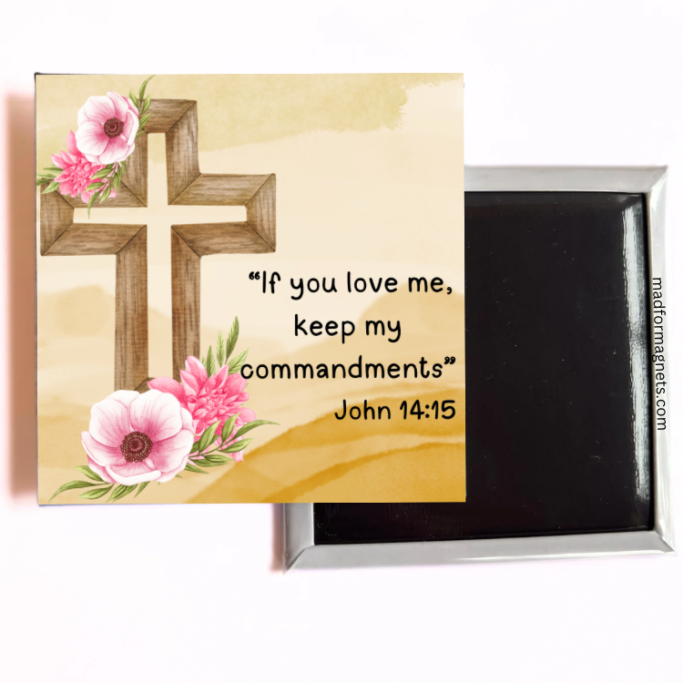 John 14:15 Bible Verse Magnet back side