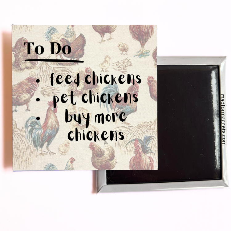 chickens to do list fridge magnet both sides