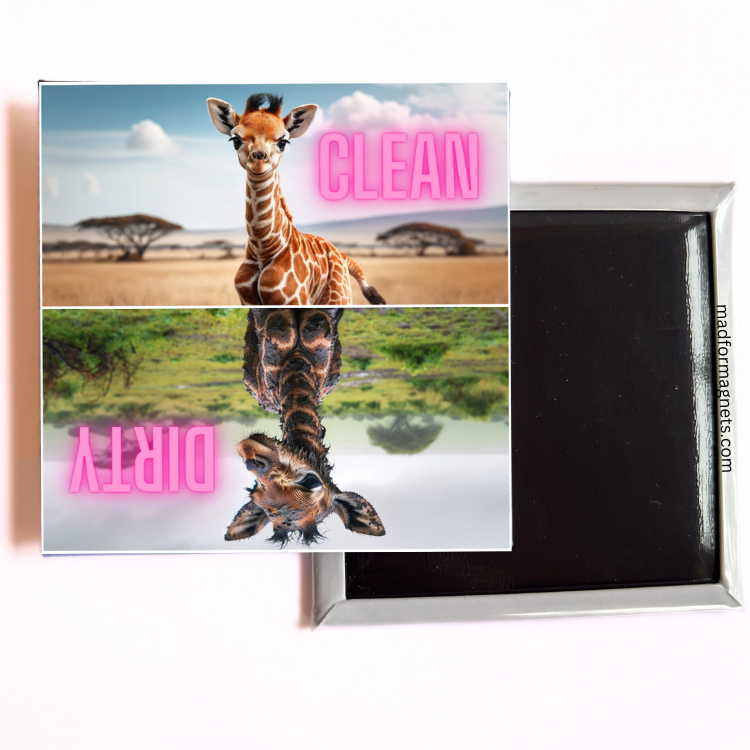 Dishwasher magnet with clean and dirty giraffe designs, combining functionality and charm for your kitchen