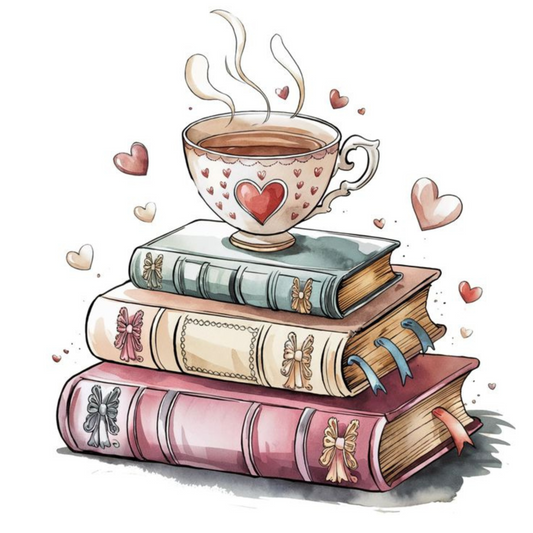 Cozy Books and Tea Magnet for Valentine's day
