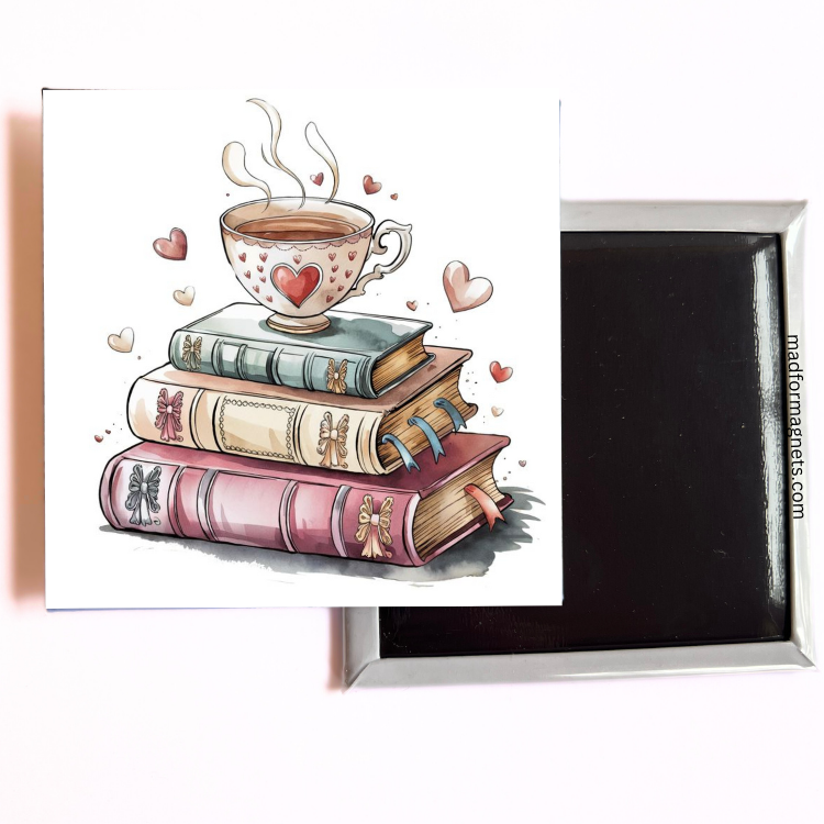 Cozy Books and Tea Magnet both sides 