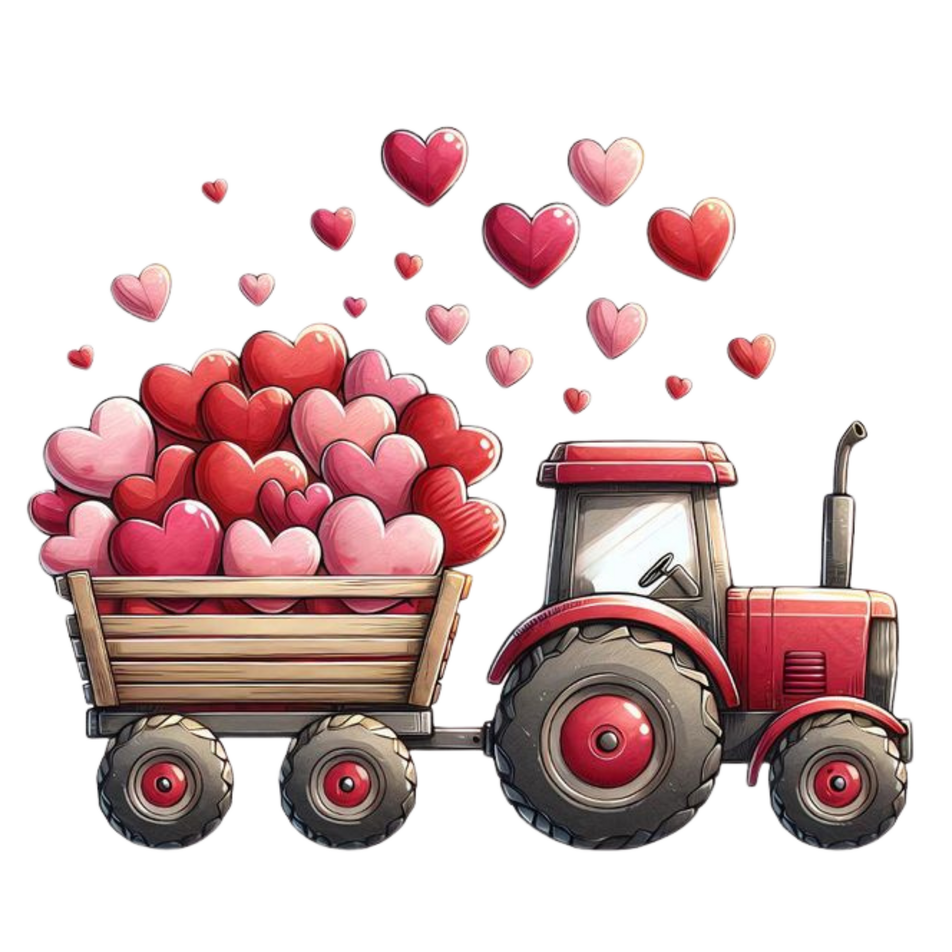 Rustic Valentine's Day Tractor Magnet with Hearts