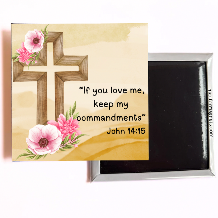 John 14:15 Bible Verse Magnet back side 