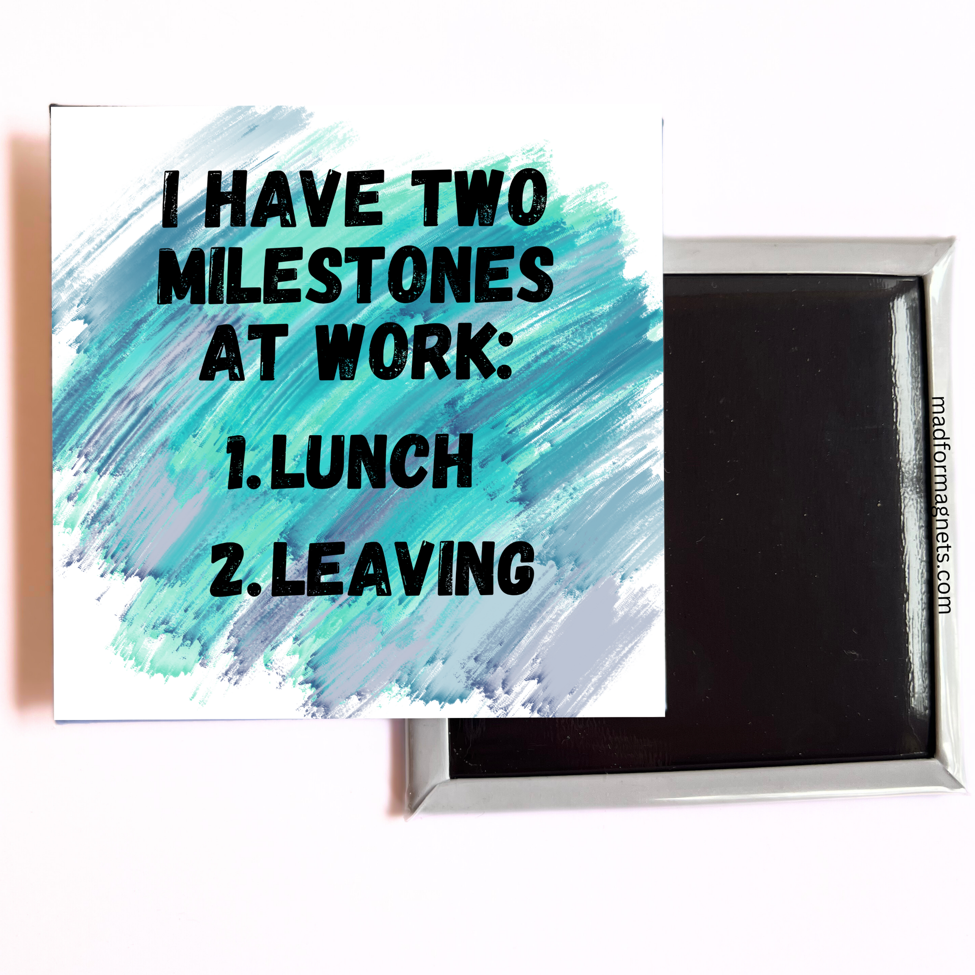 Lunch and Leaving picture magnet front and back view