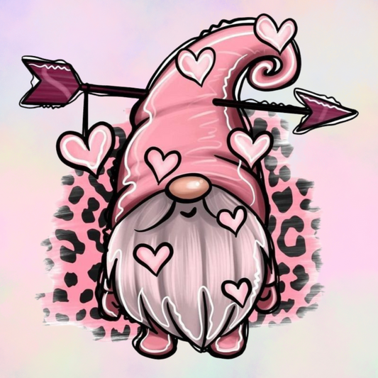 Valentine's Day Gnome Fridge Magnet with Hearts