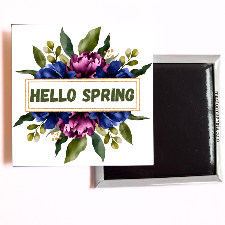 Bright and Bold Hello Spring Decorative Magnet