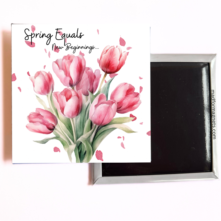 spring tulips picture magnet front and back